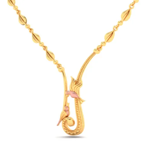 22k Sleek Gold Necklace Design With A Classy Finish