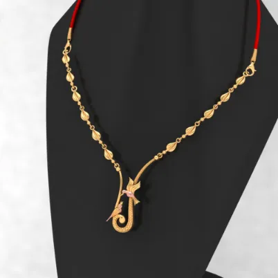 22k Sleek Gold Necklace Design With A Classy Finish