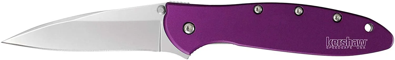 7.0" Assisted Kershaw Leek Tactical Purple Pocket Knife 1660PUR