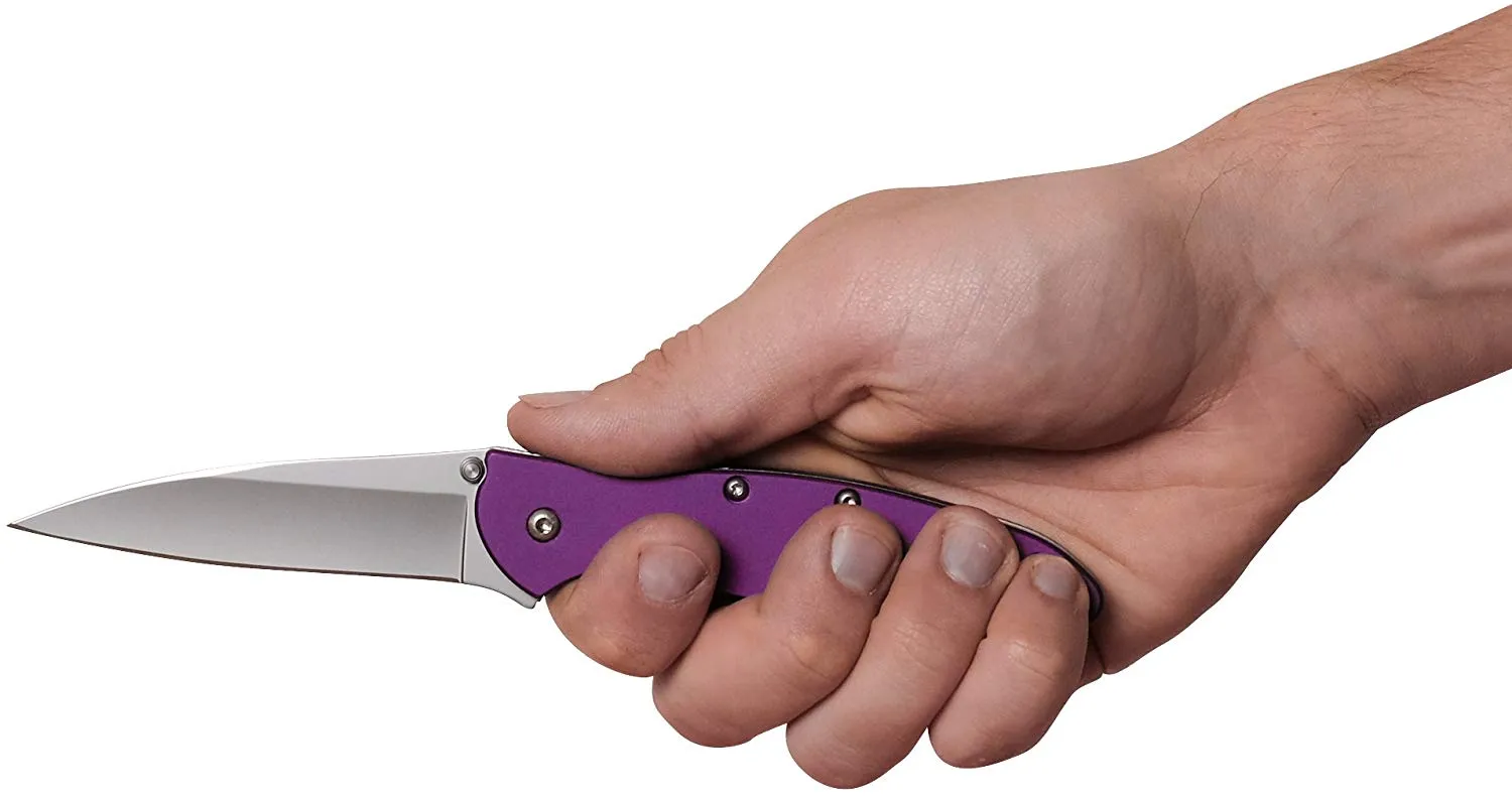 7.0" Assisted Kershaw Leek Tactical Purple Pocket Knife 1660PUR