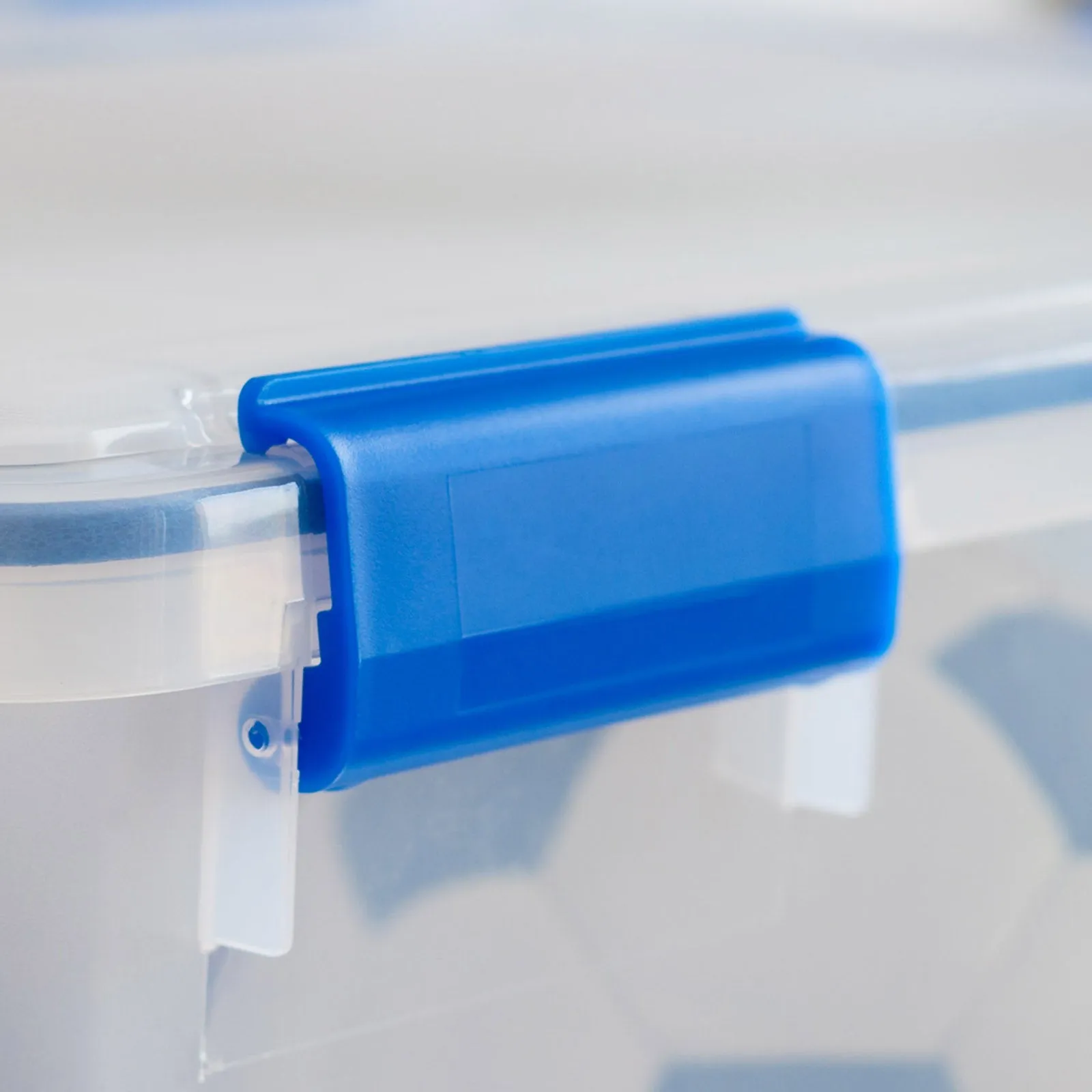 74 Quart WeatherPro® Multi-Purpose Storage Box, Clear with Blue Buckles, 3 Pack