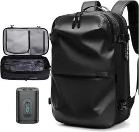 AirVault Vacuum Seal Travel Backpack 60L - Expandable Air Compression Vacuum System, Airback, Vacpack, Water-Resistant, Carry-On with TSA Lock Fits 19" Laptop, Backvac (Black)