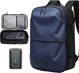 AirVault Vacuum Seal Travel Backpack 60L - Expandable Air Compression Vacuum System, Airback, Vacpack, Water-Resistant, Carry-On with TSA Lock Fits 19" Laptop, Backvac (Blue)
