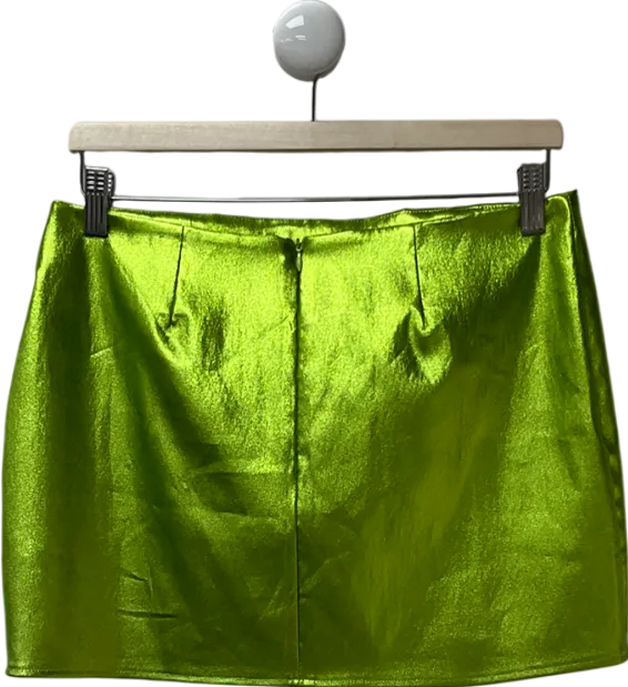 As You Green Buckle Mini Skirt In Metallic UK 10