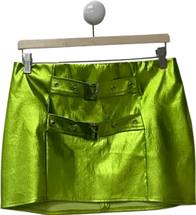 As You Green Buckle Mini Skirt In Metallic UK 10