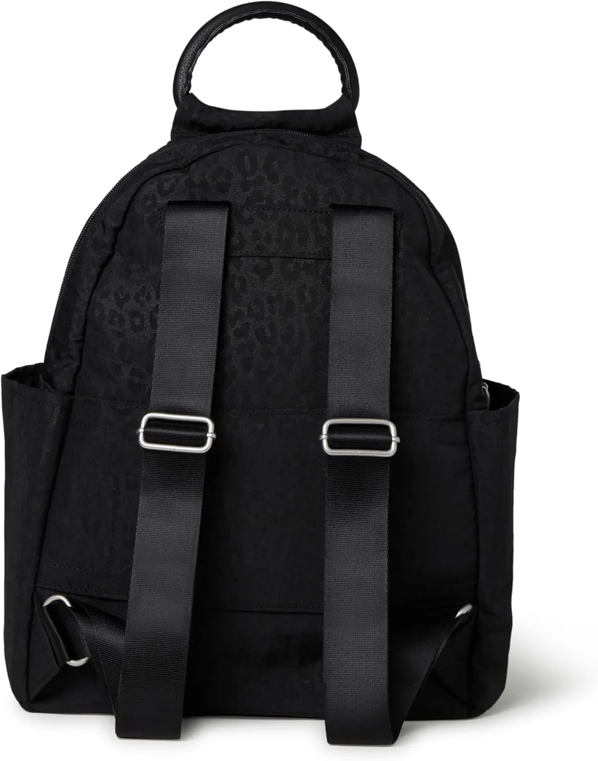 Baggallini Womens All Day Backpack With RFID Phone Wristlet, Black Faux Shearling