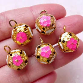Bell Enamel Charms (5pcs / 12mm x 16mm / Pink, White & Gold) Bracelet Keychain Keyring Cellphone Deco Clutch Pouch Handbag Charm DIY CHM1533