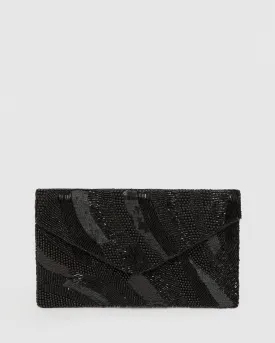 Black Tanya Beaded Clutch Bag