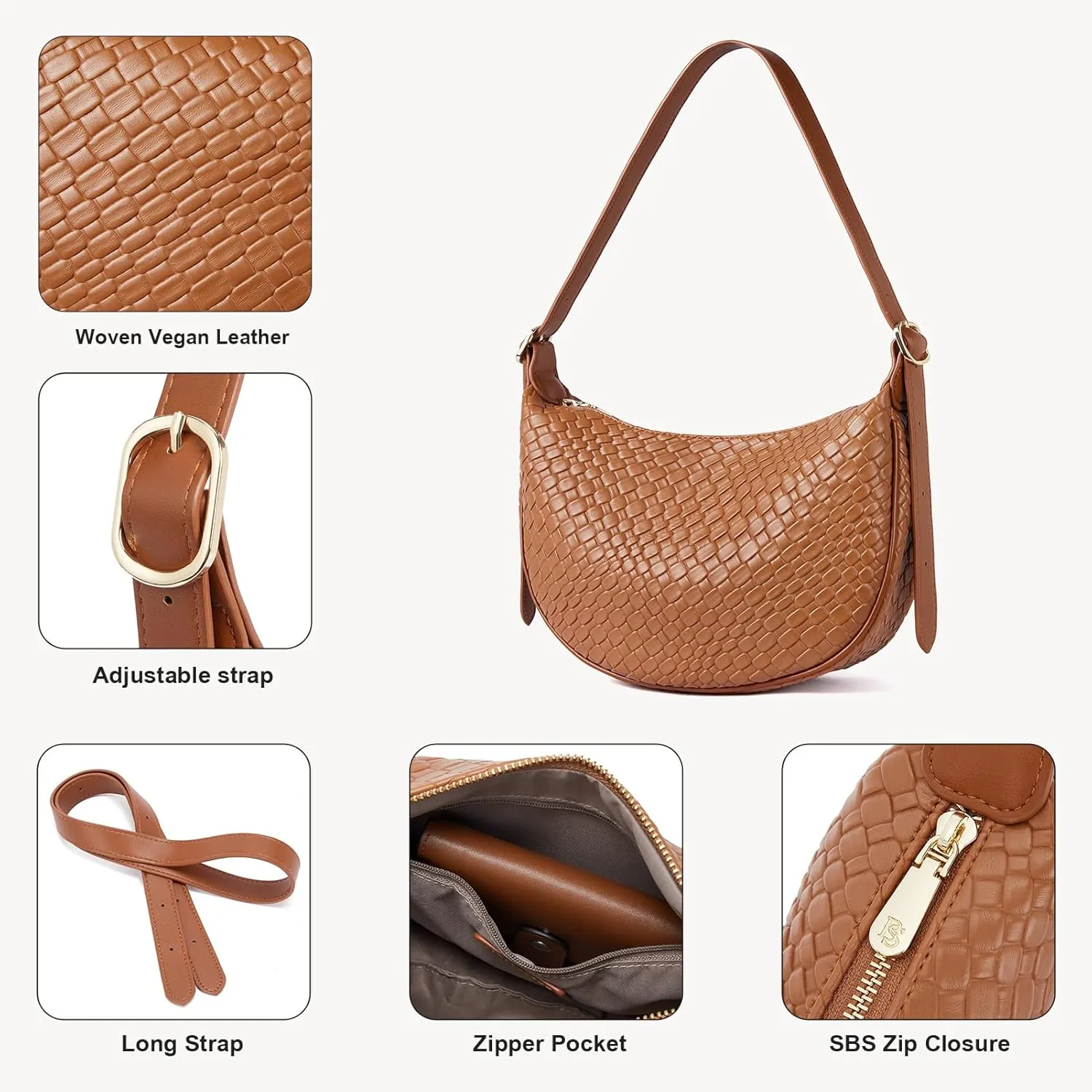 BOSTANTEN Purses for Women Small Crossbody Bags Crescent Shoulder Bag Hobo Handbag with Adjustable Strap