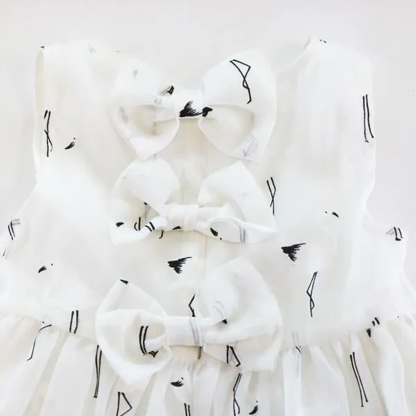 Bow Back Black & White Flamingo Dress