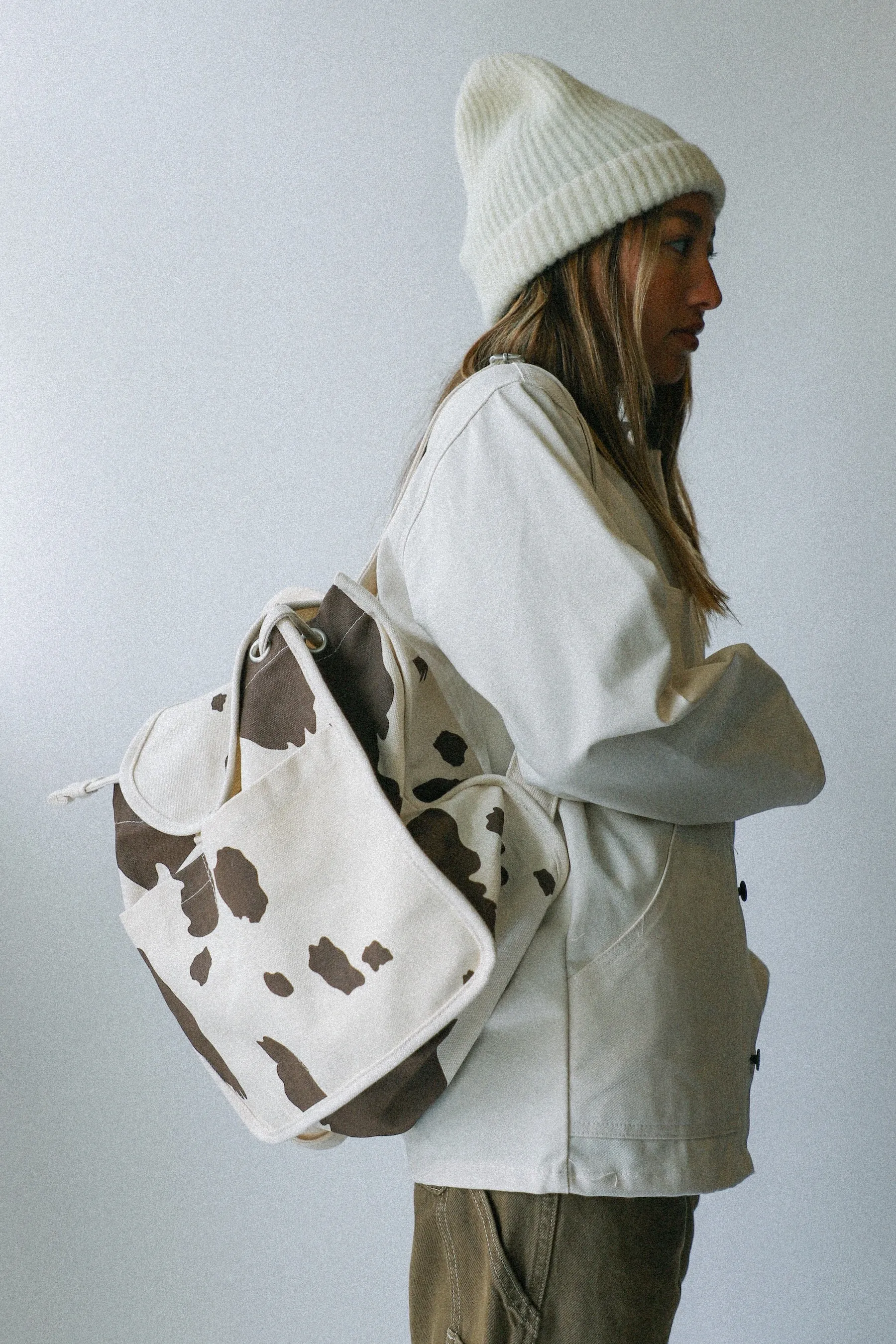 Brown Cow Drawstring Backpack