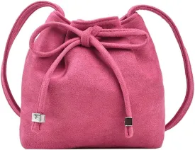 Bucket Bag Mini Suede Tote Bag for Women Drawstring Shoulder Handbag Ruched Crossbody Bag Fall Suede Purse 2024