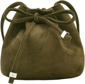 Bucket Bag Mini Suede Tote Bag for Women Drawstring Shoulder Handbag Ruched Crossbody Bag Fall Suede Purse 2024