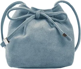 Bucket Bag Mini Suede Tote Bag for Women Drawstring Shoulder Handbag Ruched Crossbody Bag Fall Suede Purse 2024