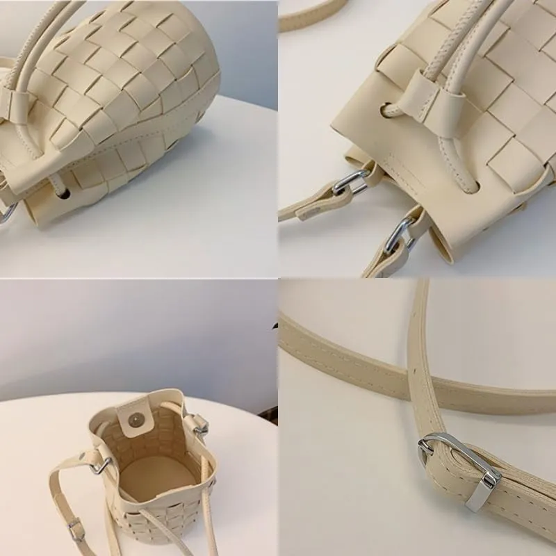 Bucket Bags for Women, Mini Drawstring Hobo Bucket Handbags Tote Crossbody Bag, Small Leather Bucket Purses for Women (Coffee)