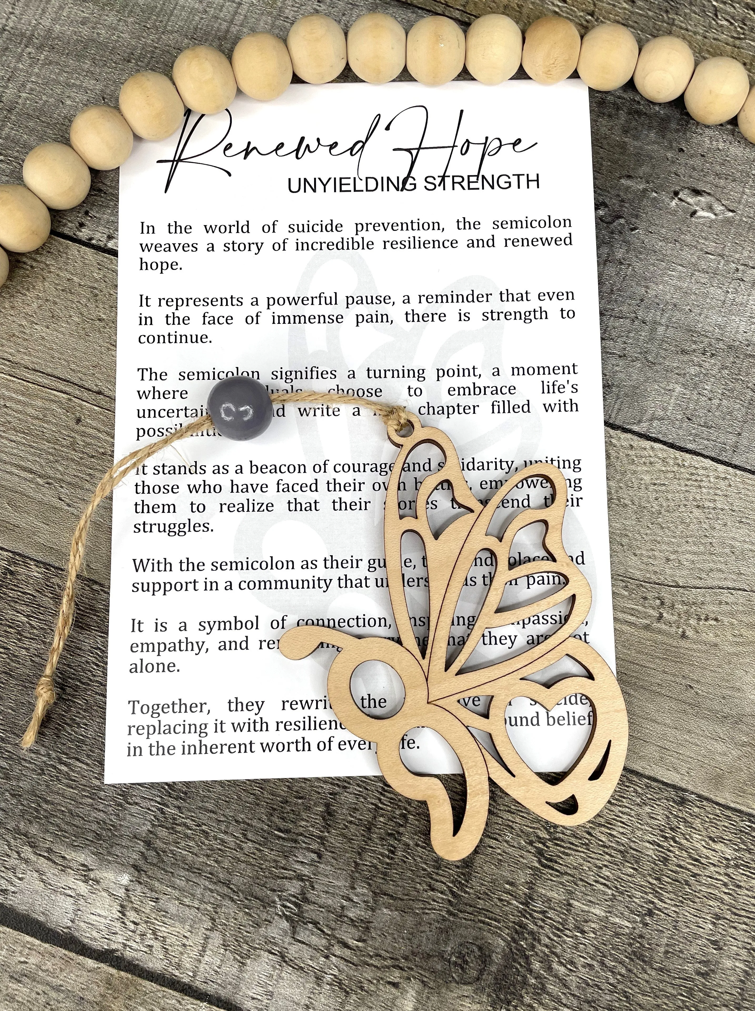 Butterfly Semicolon Ornament - Story of Renewed Hope Unyielding Strength