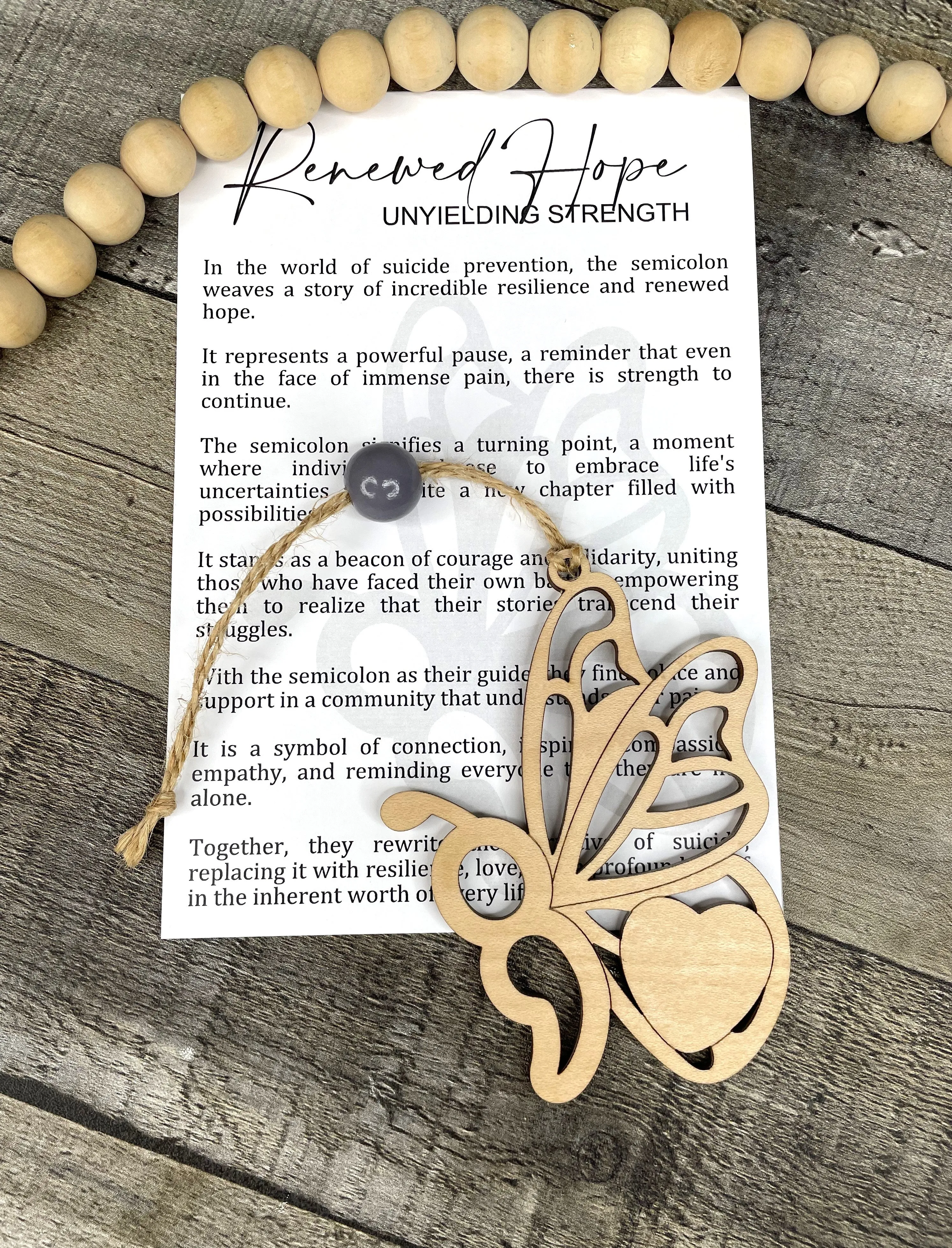 Butterfly Semicolon Ornament - Story of Renewed Hope Unyielding Strength