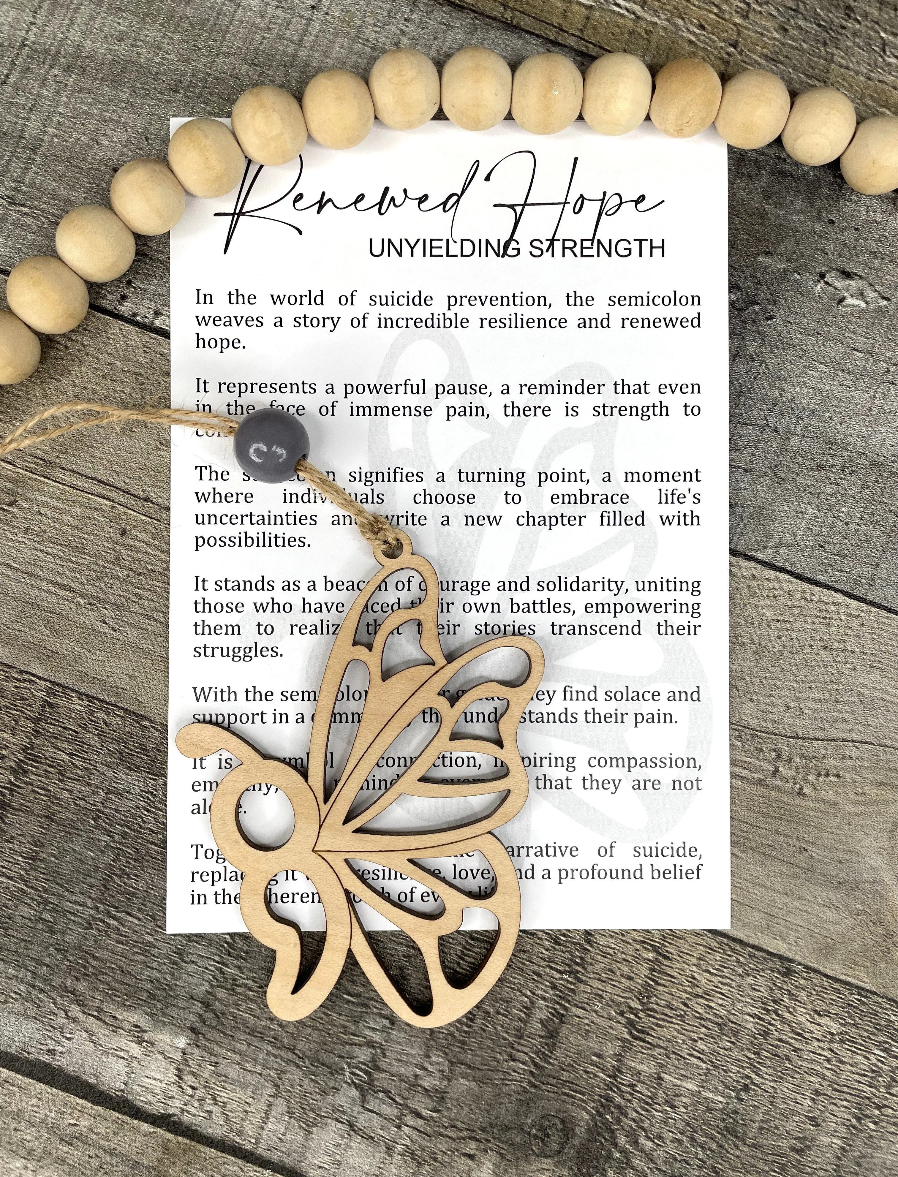Butterfly Semicolon Ornament - Story of Renewed Hope Unyielding Strength