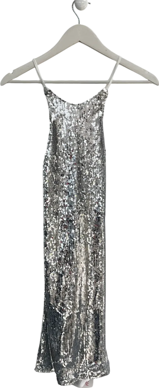 D&M Metallic Sparkly Cross Back Mini Dress UK S