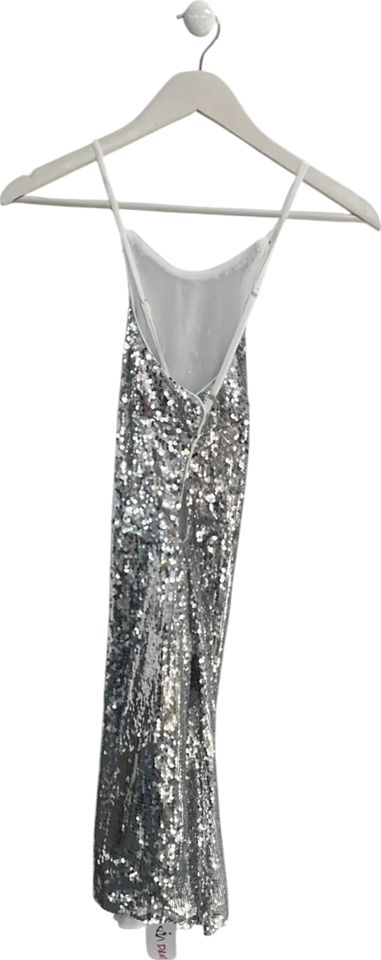 D&M Metallic Sparkly Cross Back Mini Dress UK S