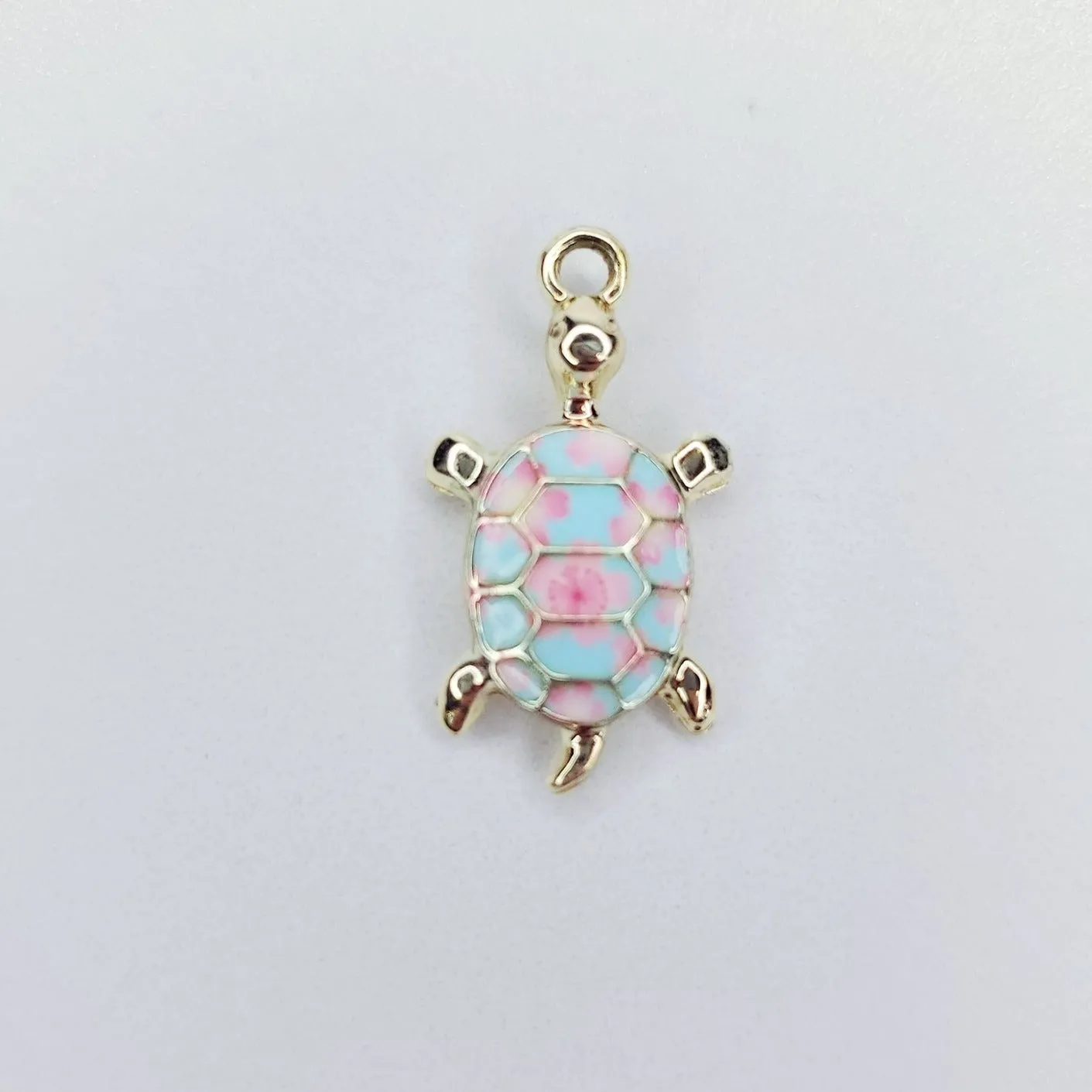 Enamel Floral Shell Sea Turtle Charm