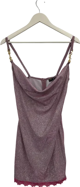 Finesse Pink Metallic Cowl Neck Mini Dress UK M