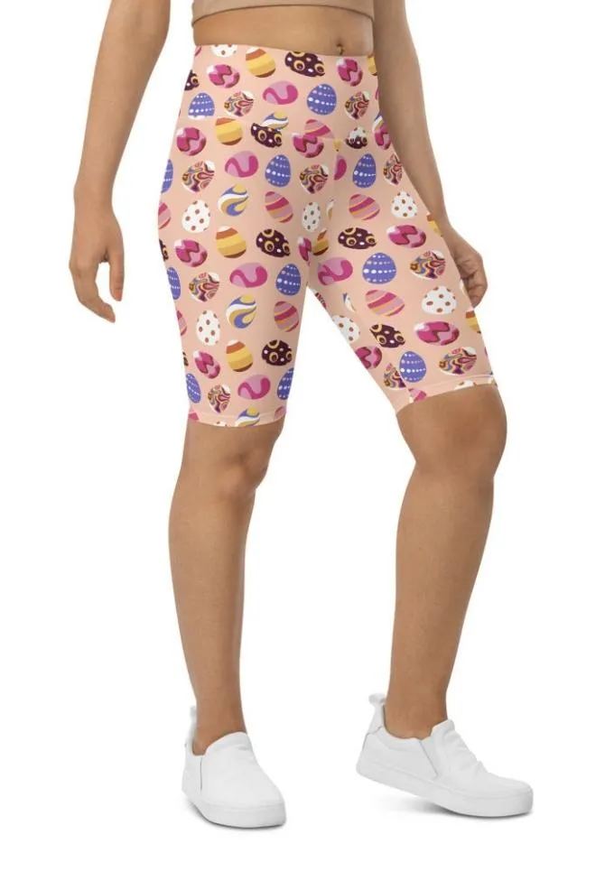 Fun Easter Eggs Pattern Biker Shorts
