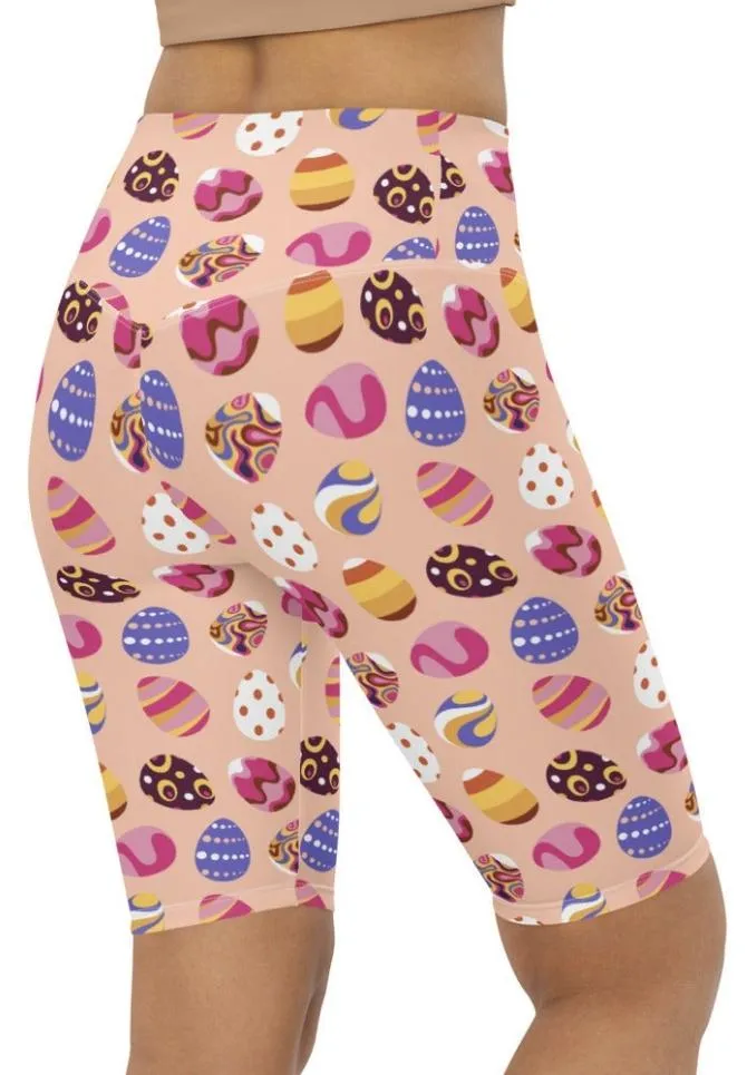 Fun Easter Eggs Pattern Biker Shorts