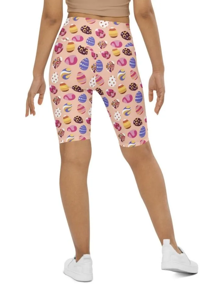 Fun Easter Eggs Pattern Biker Shorts