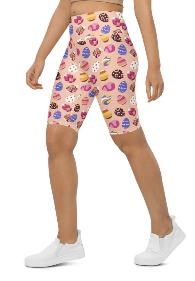 Fun Easter Eggs Pattern Biker Shorts