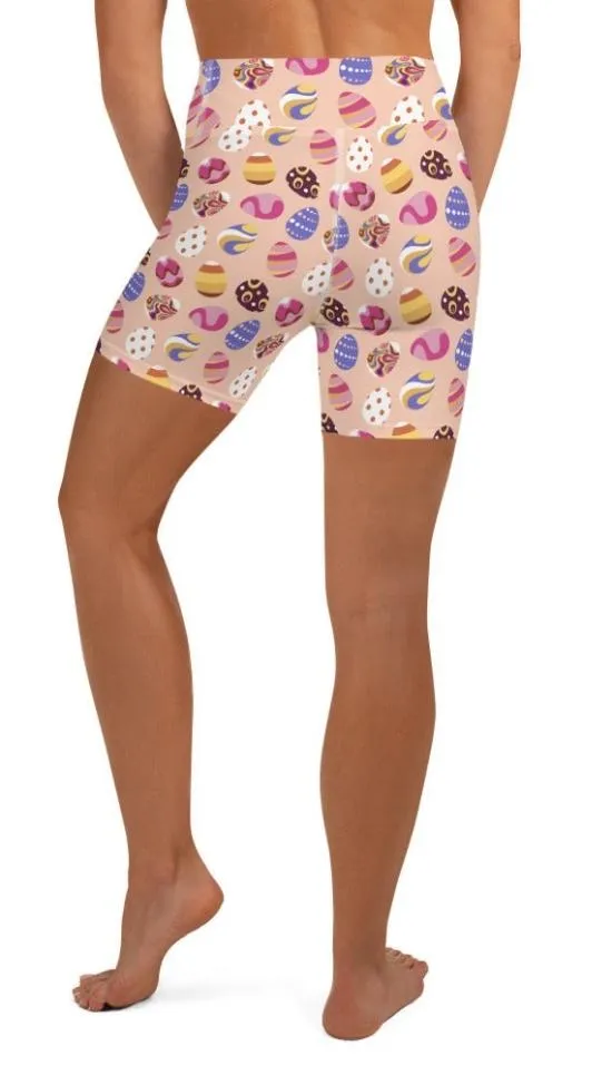 Fun Easter Eggs Pattern Yoga Shorts