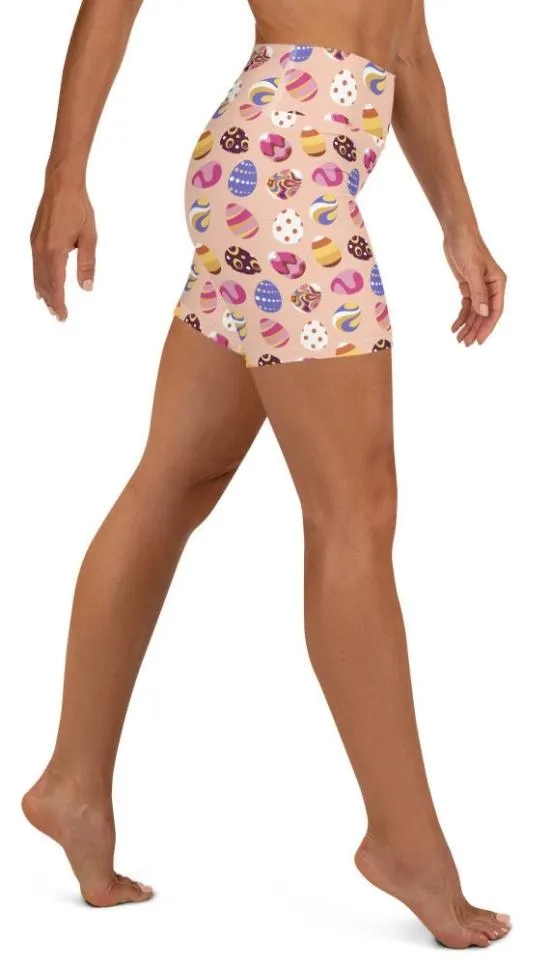 Fun Easter Eggs Pattern Yoga Shorts