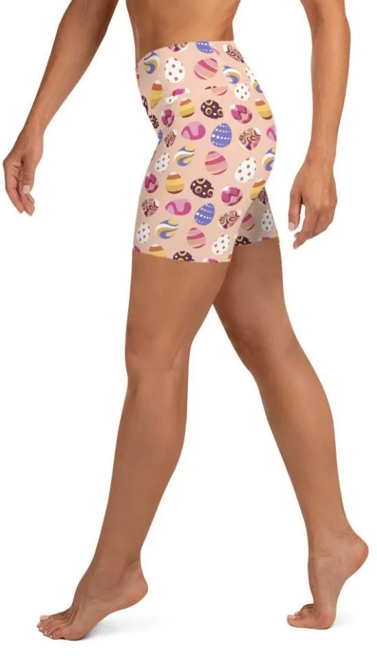 Fun Easter Eggs Pattern Yoga Shorts