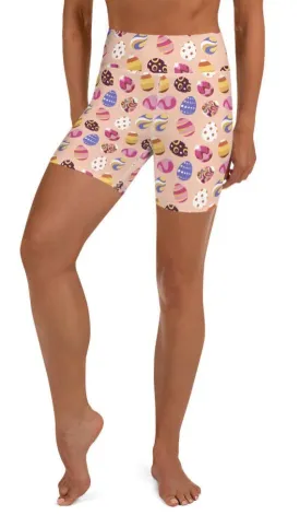 Fun Easter Eggs Pattern Yoga Shorts