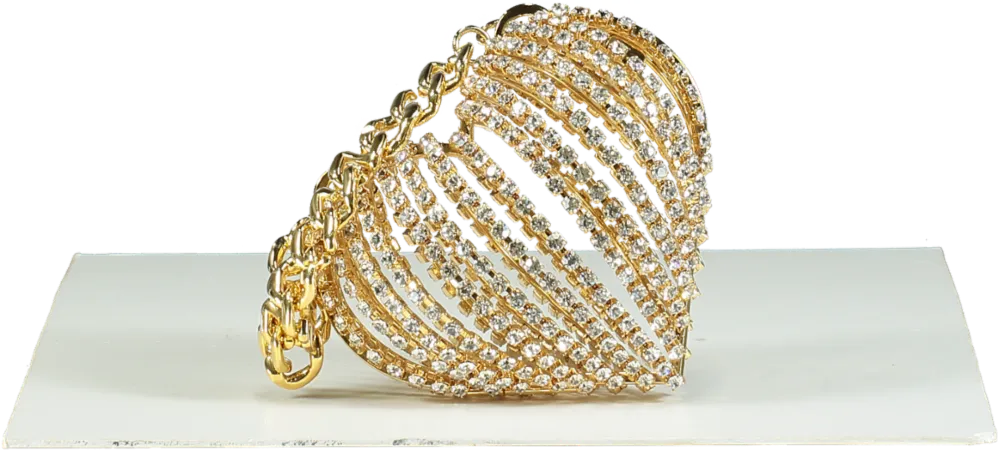 GCDS Metallic Diamante Heart Cage Bag