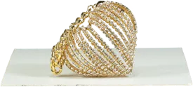 GCDS Metallic Diamante Heart Cage Bag