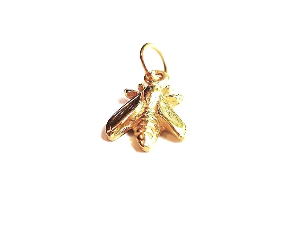 Gold Bee Charm, Bumblebee Charm, Queen Bee Charm, Gold Charm, Honeybee, Bee Jewelry, Bee Necklace, Pewter Charm, Jewelry Finding, Nature