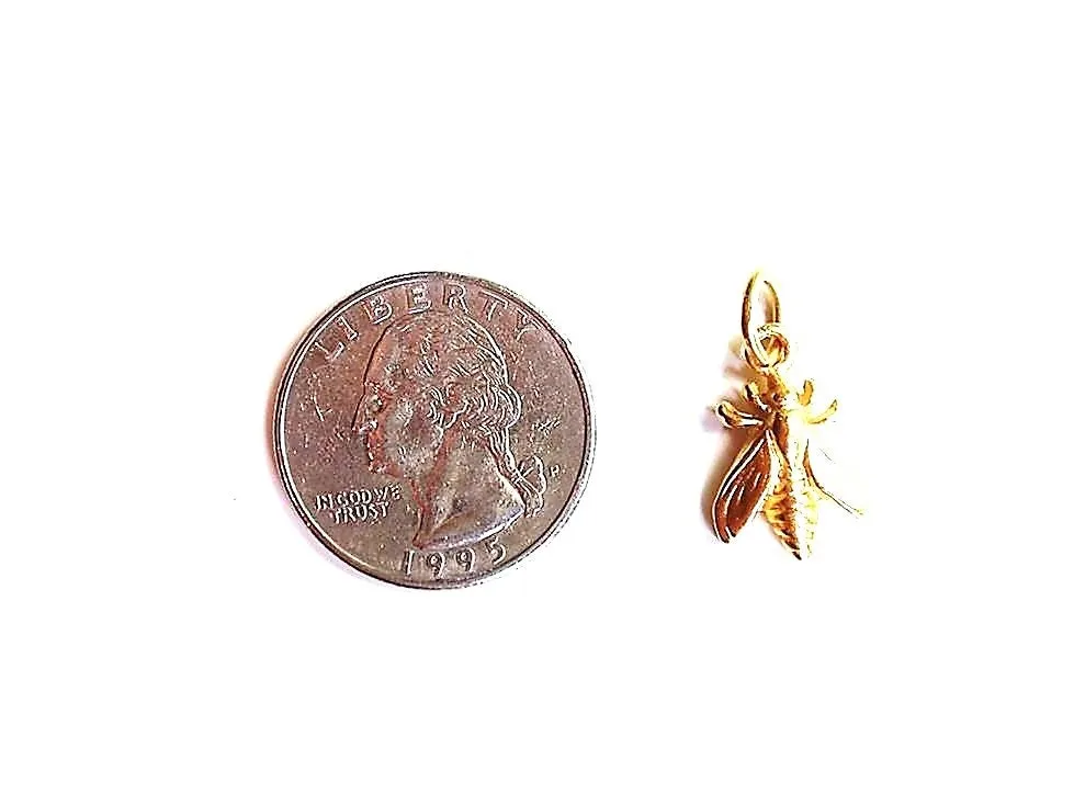 Gold Bee Charm, Bumblebee Charm, Queen Bee Charm, Gold Charm, Honeybee, Bee Jewelry, Bee Necklace, Pewter Charm, Jewelry Finding, Nature