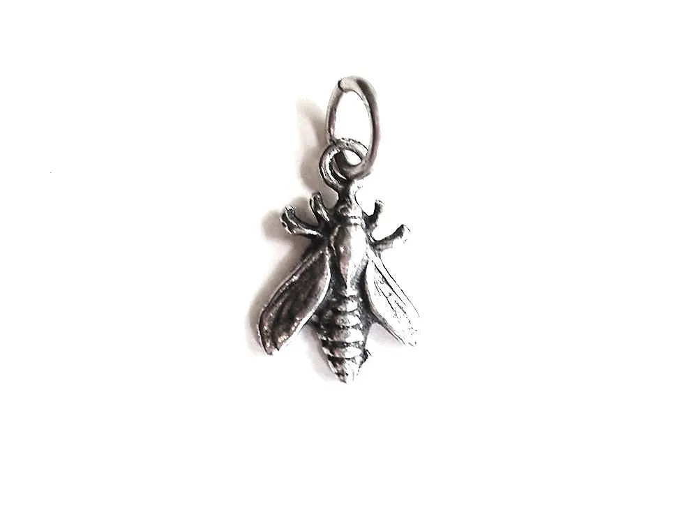 Gold Bee Charm, Bumblebee Charm, Queen Bee Charm, Gold Charm, Honeybee, Bee Jewelry, Bee Necklace, Pewter Charm, Jewelry Finding, Nature