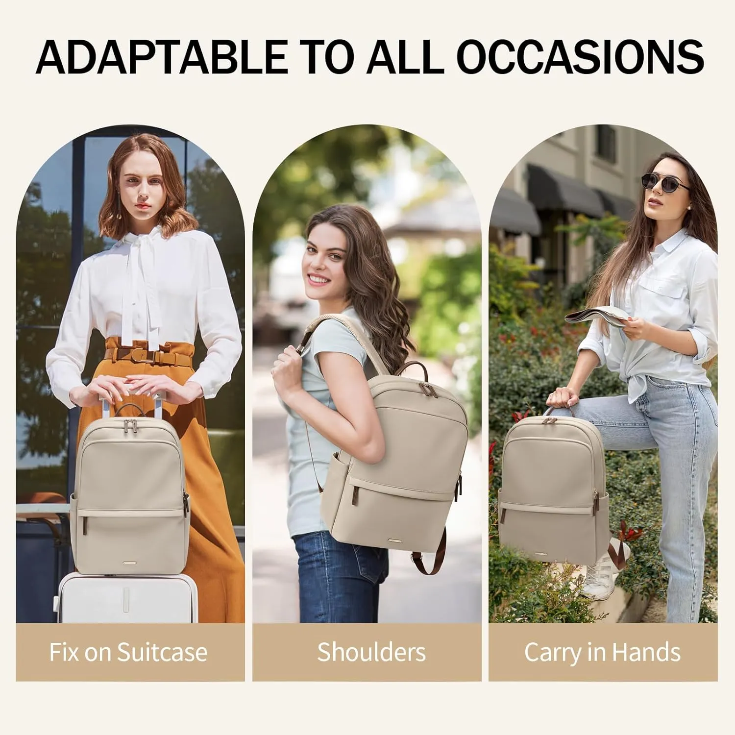 GOLF SUPAGS Women Laptop Backpack Casual Daypack for Work Travel College Backpack Purse Separate Laptop Compartment Fits 15.6 Inch Notebook