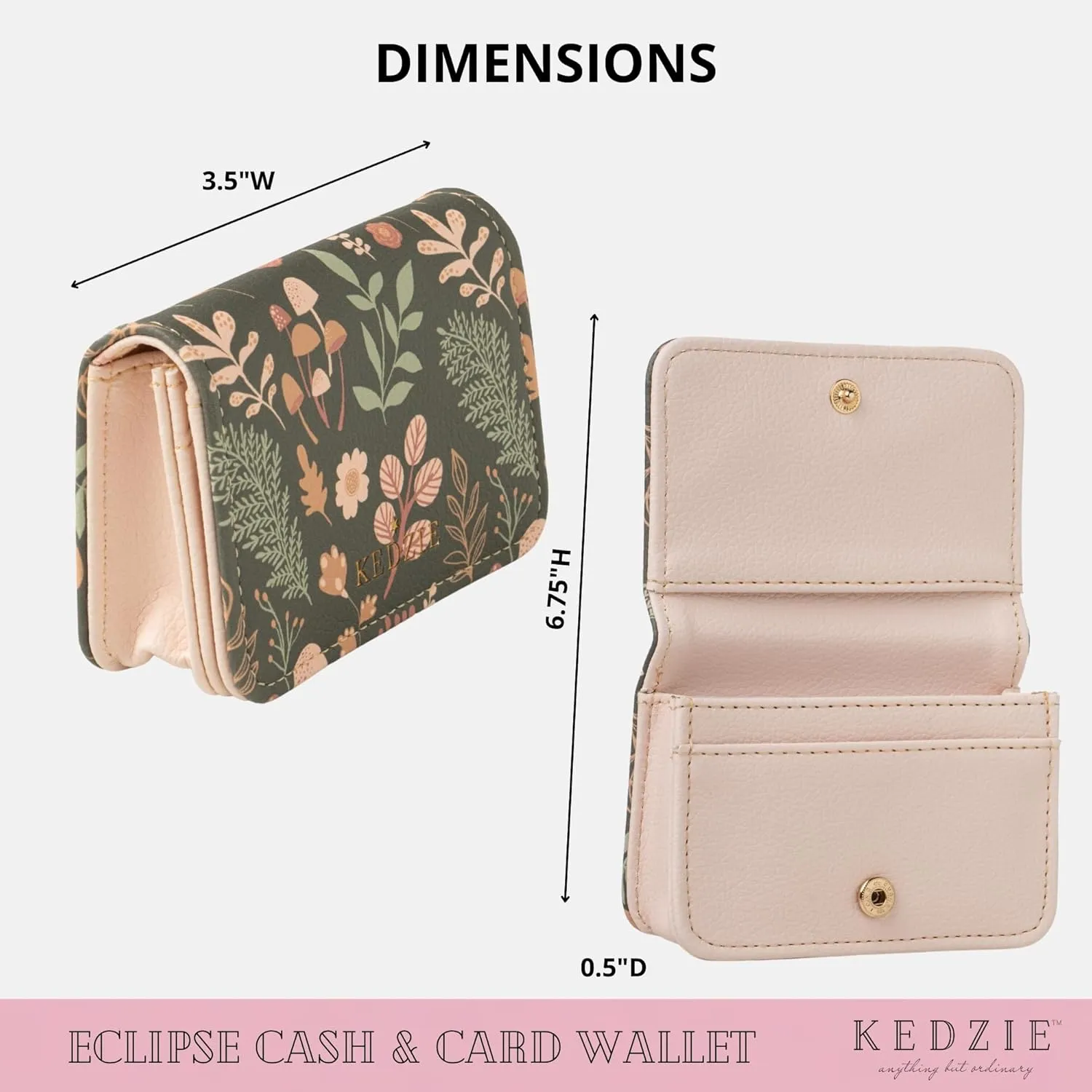 KEDZIE Essentials Only Cash & Card Wallet Clutch In Vegan Leather with Snap Closure for Women - Gilded