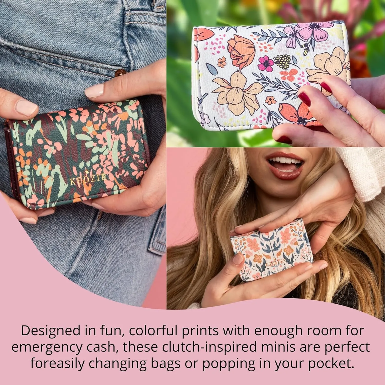KEDZIE Essentials Only Cash & Card Wallet Clutch In Vegan Leather with Snap Closure for Women - Viceroy