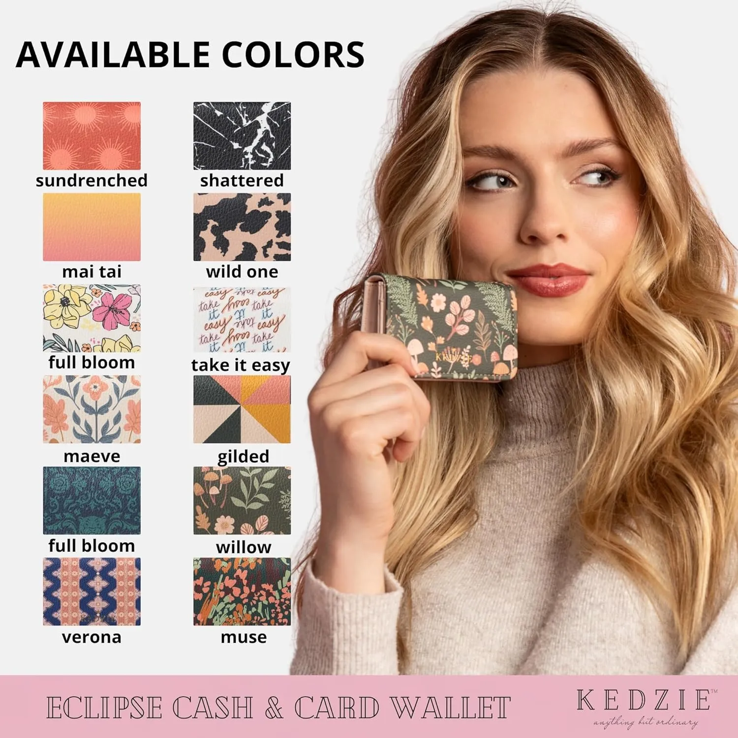 KEDZIE Essentials Only Cash & Card Wallet Clutch In Vegan Leather with Snap Closure for Women - Viceroy