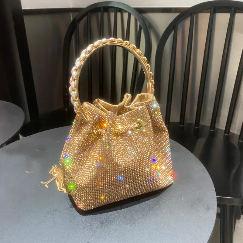 Lady Glams Luxury Crystal Rhinestone Shoulder Bag - Dazzling Accessory for Evening Elegance