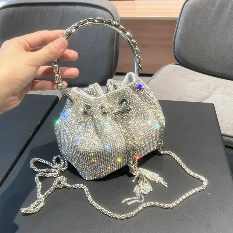 Lady Glams Luxury Crystal Rhinestone Shoulder Bag - Dazzling Accessory for Evening Elegance
