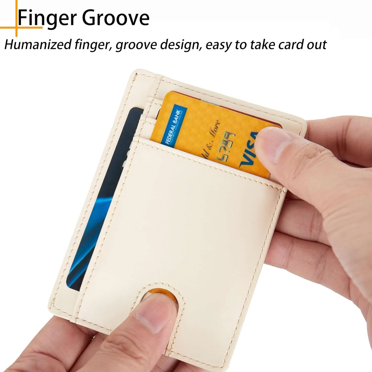 LinsCraft Slim Minimalist Wallet, Small Leather Front Pocket Wallets, RFID Blocking, Credit Card Holder for Men Women