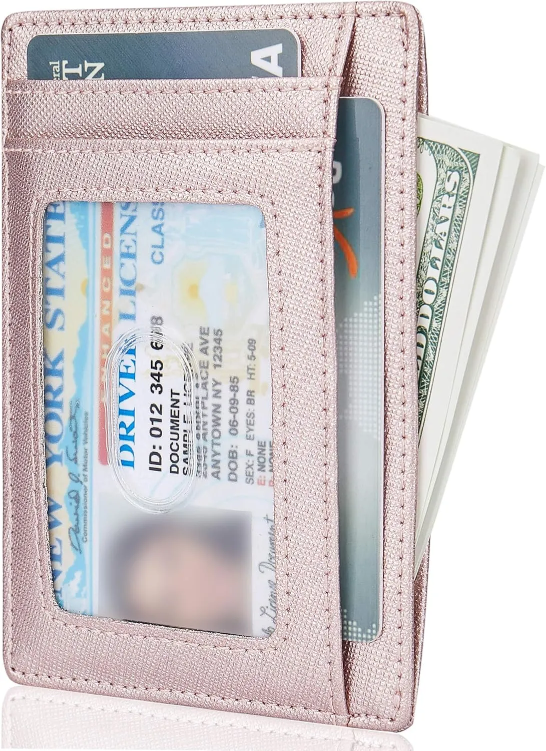 LinsCraft Slim Minimalist Wallet, Small Leather Front Pocket Wallets, RFID Blocking, Credit Card Holder for Men Women