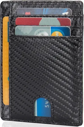 LinsCraft Slim Minimalist Wallet, Small Leather Front Pocket Wallets, RFID Blocking, Credit Card Holder for Men Women