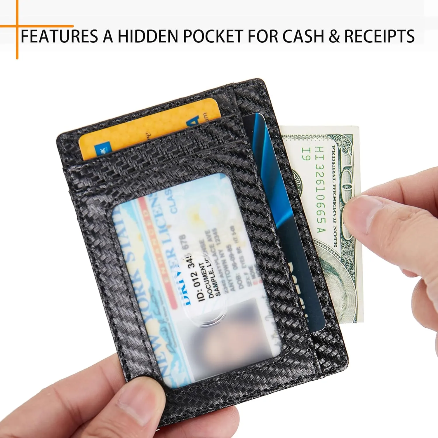 LinsCraft Slim Minimalist Wallet, Small Leather Front Pocket Wallets, RFID Blocking, Credit Card Holder for Men Women