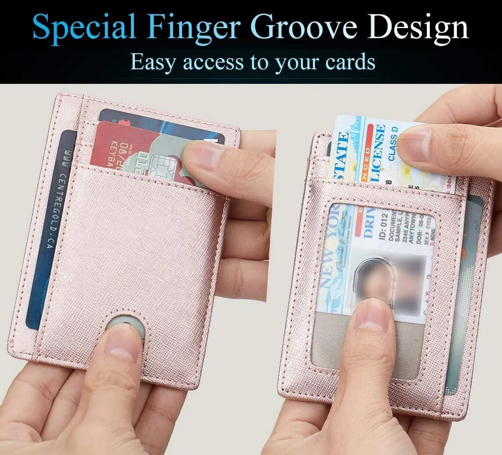 LinsCraft Slim Minimalist Wallet, Small Leather Front Pocket Wallets, RFID Blocking, Credit Card Holder for Men Women